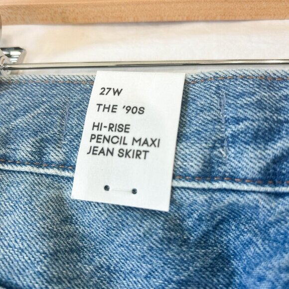NWT Aritzia Denim Forum ’90s High Rise Pencil Maxi Jean Skirt Slit Blue Size 27 - Picture 10 of 10